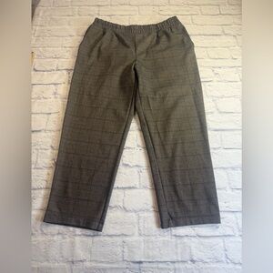 a new day Women's Tan/Black Plaid Pull On Trousers. Size L. Office. Work. Career